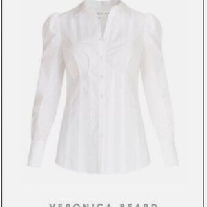 Veronica Beard White Pleated Button Down Shirt NWT